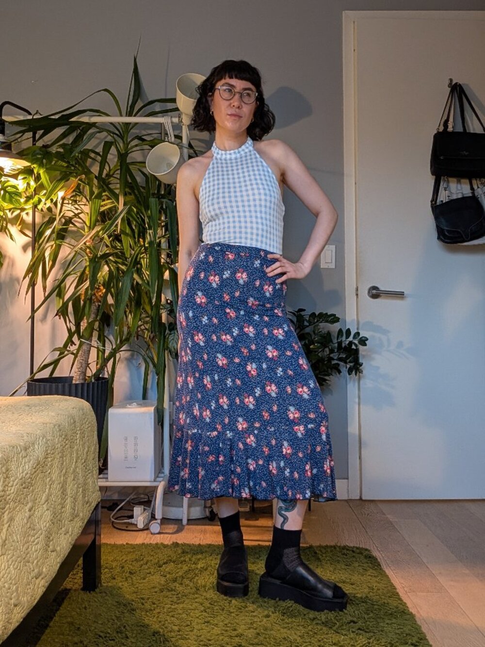 *NWT* ASOS mixed print halter sundress with open back, size 4